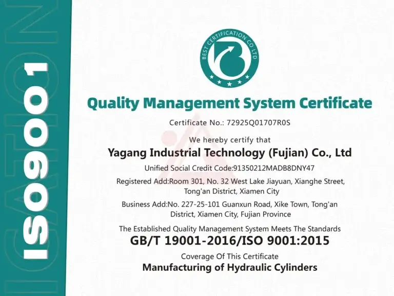 What Certifications Should Hydraulic Cylinder Manufacturers Have?